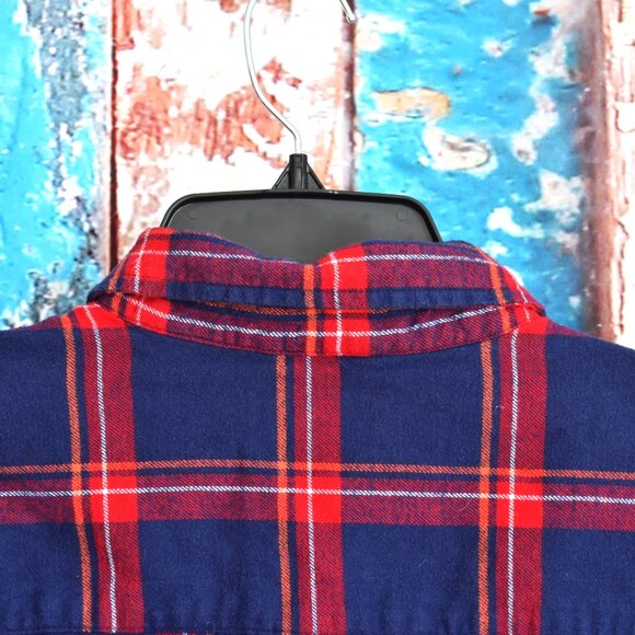 Men's Chaps Performance Button Up Plaid Flannel Shirt Long Sleeve XLARGE Red - Picture 8 of 11